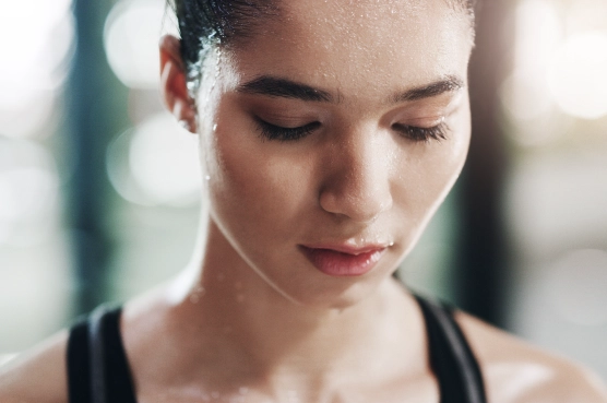 Discovery Patch 3 Woman sweating after intense workout session